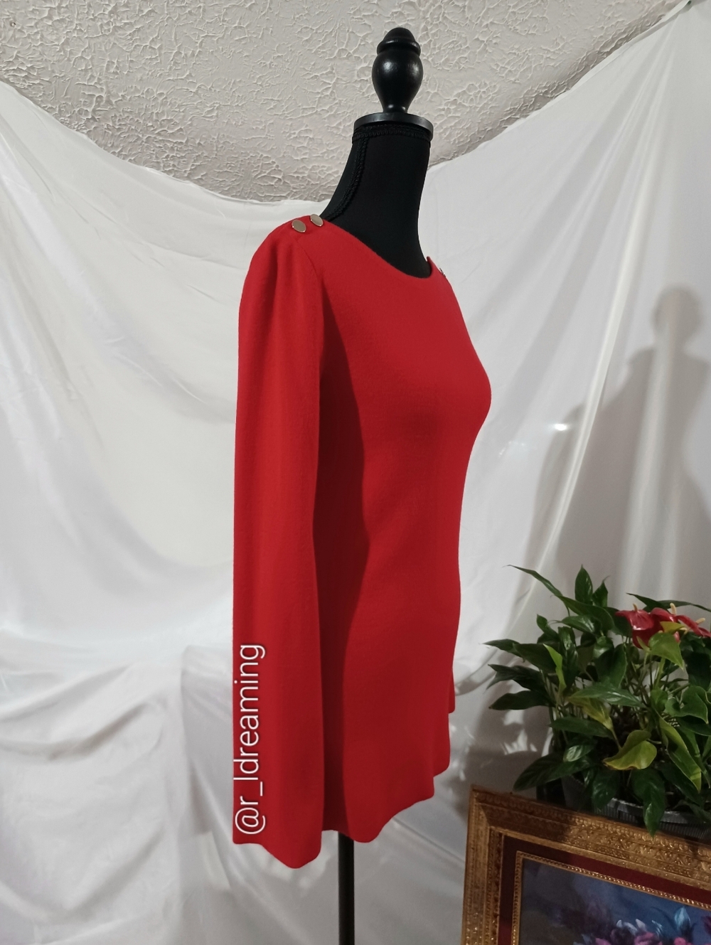 Ann Taylor Red Knit Mini Dress - Button Shoulder & Side Slit Size XXS NWT - Picture 6 of 9